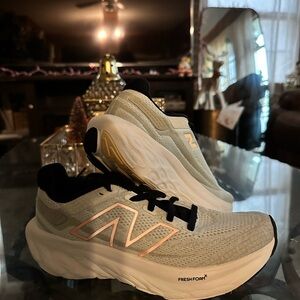 New Balance Women's Fresh Foam Sneakers - Light Gray and Peach